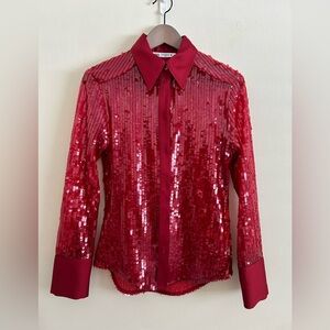 Red Zara Sequins Shirt